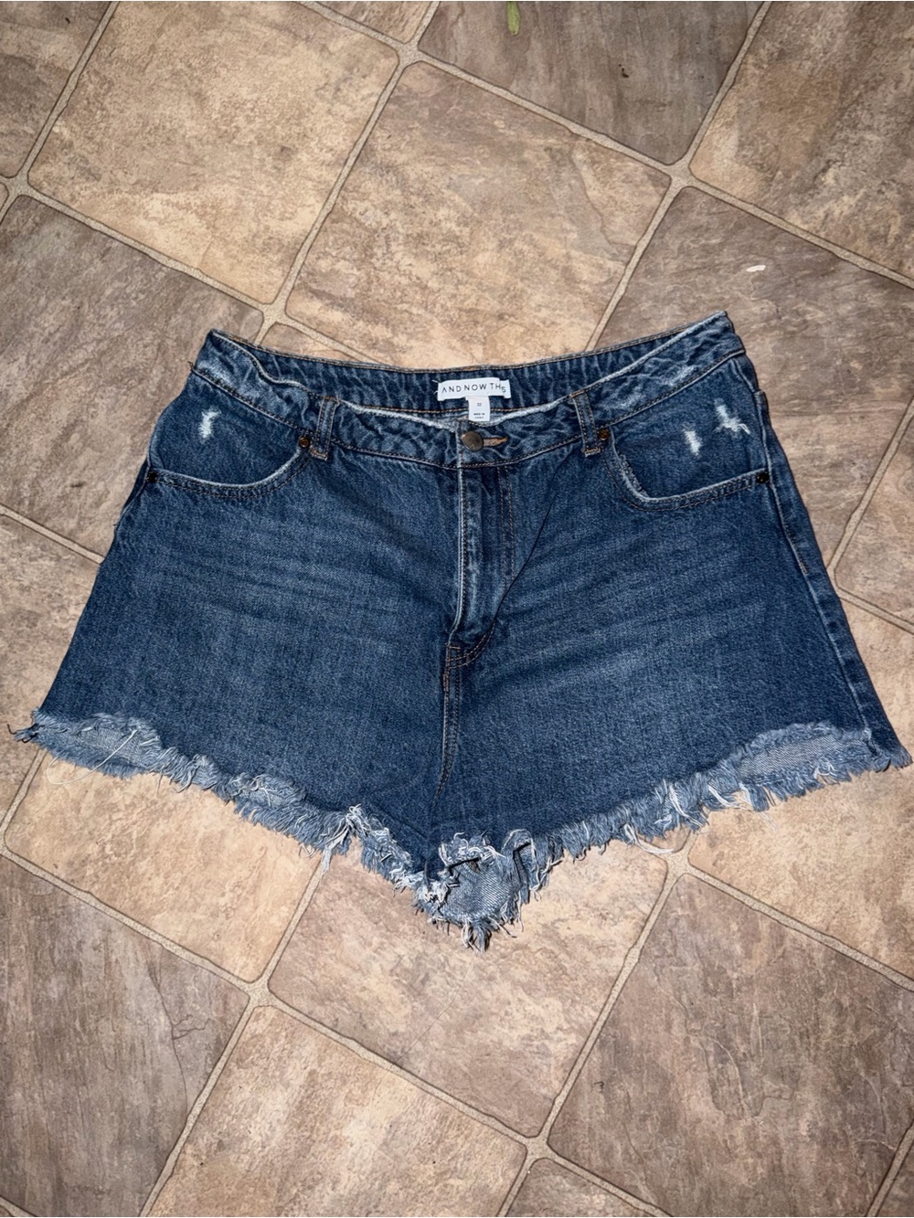 A.N.D. Now Dark Blue Frayed Denim Women's Shorts